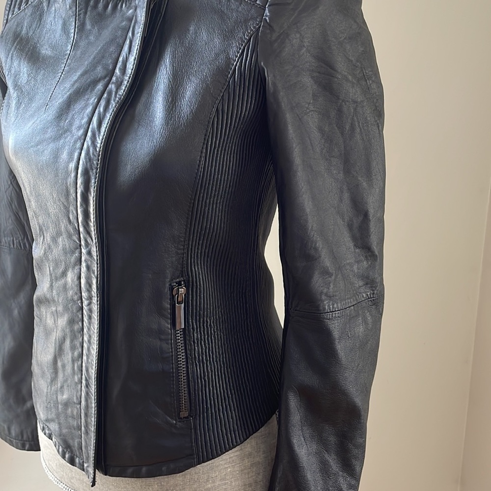 Zara Basic Lambskin Leather Jacket - image 3